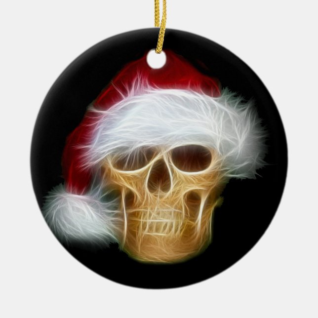 Ornamento De Cerâmica Crânio de Santa Claus (Frente)