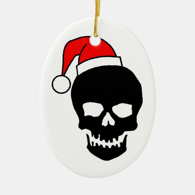 Ornamento De Cerâmica Crânio do Natal (Frente)