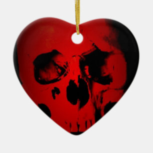 Ornamento De Cerâmica Crânio Vermelho