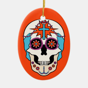 Ornamento De Cerâmica Crânios de Açúcar Gráfico