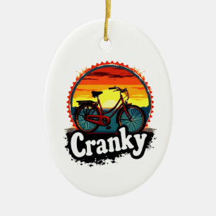 Ornamento De Cerâmica Cranky Sunset Bicycle Tee - Energize sua carona