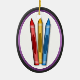 Ornamento De Cerâmica Crayons de Cores Primárias - Presente para Ornamen