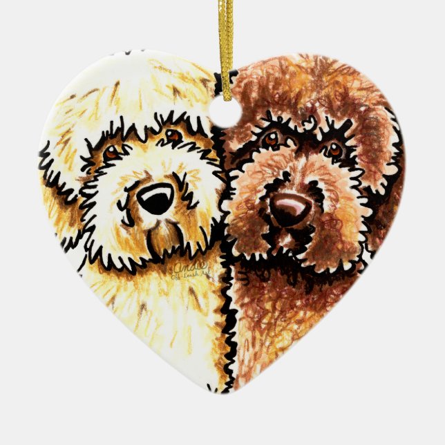 Ornamento De Cerâmica Cream Chocolate Labradoodles (Frente)