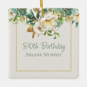 Ornamento De Cerâmica Cream Irish Rosa 80 Birthday