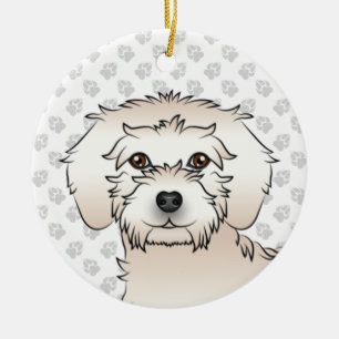Ornamento De Cerâmica Cream Mini Goldendoodle Cute Cartoon Cabeça de Cão