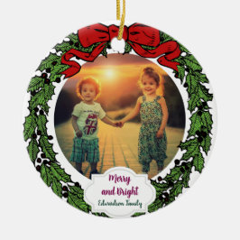 Ornamento De Cerâmica Create your Merry and Bright family christmas