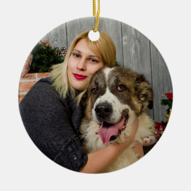 Ornamento De Cerâmica Create Your Own Custom 2 Photo Collage Double Side (Frente)