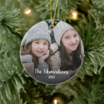 Ornamento De Cerâmica Create your own family photo personal Christmas Ce<br><div class="desc">Create your own family photo,  personal Christmas ornament.
Very nice Christmas keepsake.
Add your own photos,  name and year.</div>