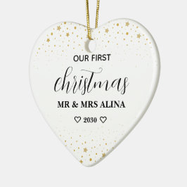 Ornamento De Cerâmica Create Your Own Our First Christmas Married
