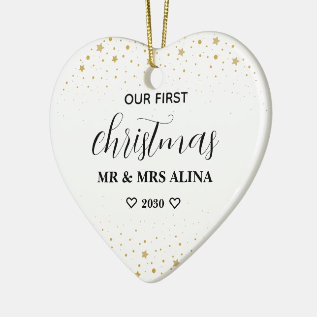 Ornamento De Cerâmica Create Your Own Our First Christmas Married (Esquerda)