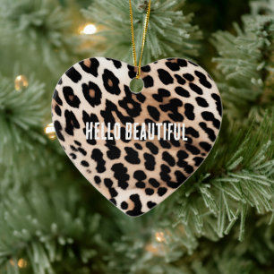 Ornamento De Cerâmica Creme Black Lepard