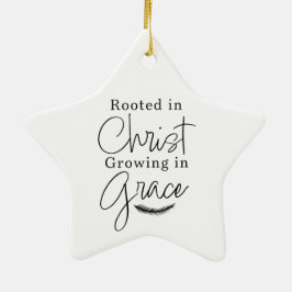 Ornamento De Cerâmica Crescendo em Graça Estrela de Natal Preto e Branco
