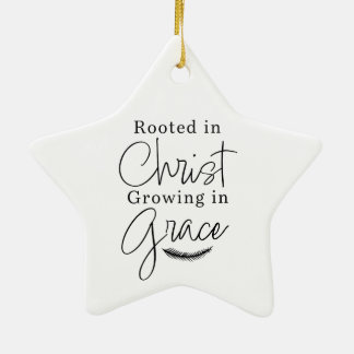 Ornamento De Cerâmica Crescendo em Graça Estrela de Natal Preto e Branco