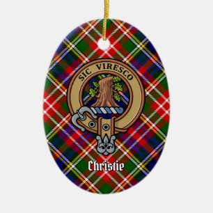 Ornamento De Cerâmica Crestão do Clã Christie sobre Tartan