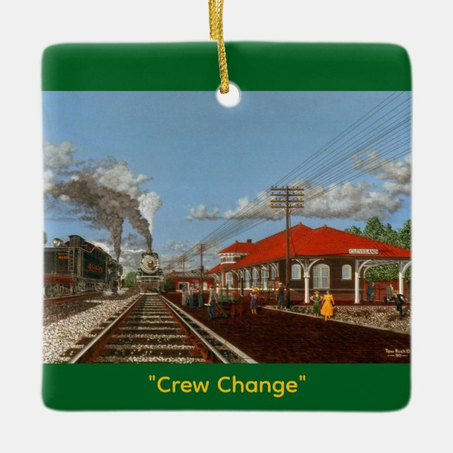 Ornamento De Cerâmica "Crew Change" by Tom Rock Ceramic Ornament (Frente)