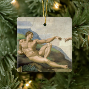 Ornamento De Cerâmica Criação de Adão por Michelangelo