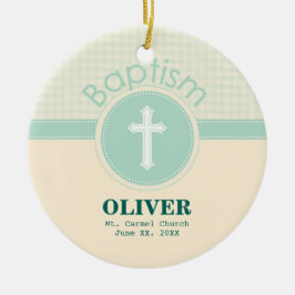 Ornamento De Cerâmica Criança de Deus, Batismo, Sexo Verde Neutro