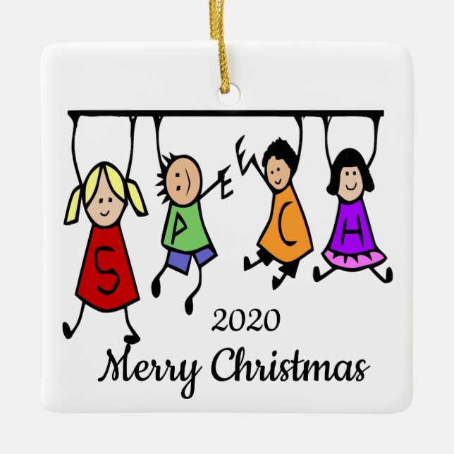 Ornamento De Cerâmica Crianças Bonitas Terapêutica de Discurso Palavra P (Frente)