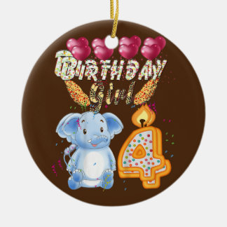 Ornamento De Cerâmica Crianças Crianças de 4 anos Menina de Aniversário