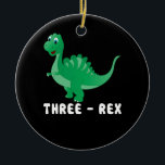 Ornamento De Cerâmica Crianças De 3 Anos Menino De Aniversário Dotado Di<br><div class="desc">Crianças De 3 Anos Menino De Aniversário Dotado Dinossauro Três Rex Verde</div>