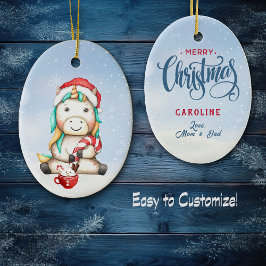 Ornamento De Cerâmica Crianças de Canas Doces do Unicorn Coloridas