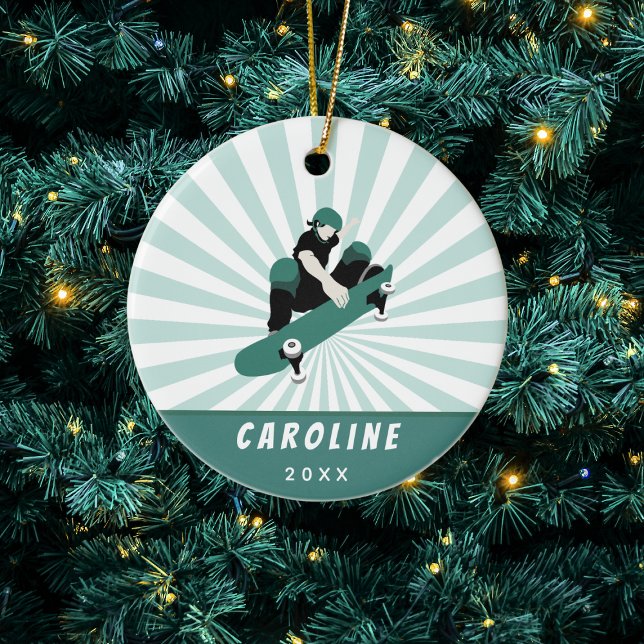 Ornamento De Cerâmica Crianças de Skateboard Personalizadas Raparigas de (Criador carregado)