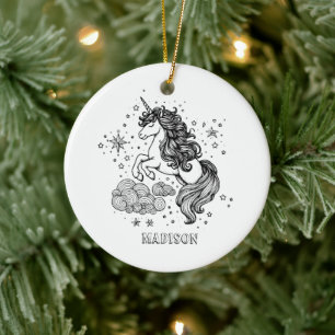 Ornamento De Cerâmica Crianças do Unicórnio Bonitas Personalizadas Criam