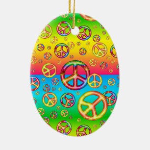 Ornamento De Cerâmica Crianças Loucas - PEACE OUT-Oval Ornament