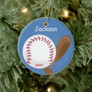 Ornamento De Cerâmica Crianças Personalizadas Basebol e Bat