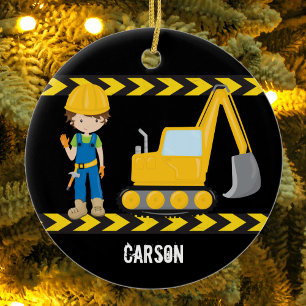 Ornamento De Cerâmica Crianças Personalizadas de Menino de Veículo de 