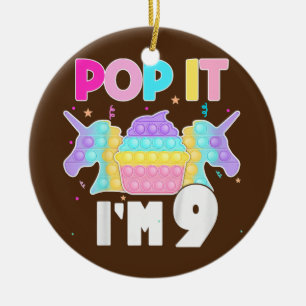 Ornamento De Cerâmica Crianças Pop, eu tenho 9 anos, garotinha, 9º anive