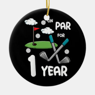 Ornamento De Cerâmica Crianças primeiro aniversario Golfe Engraçado Golf
