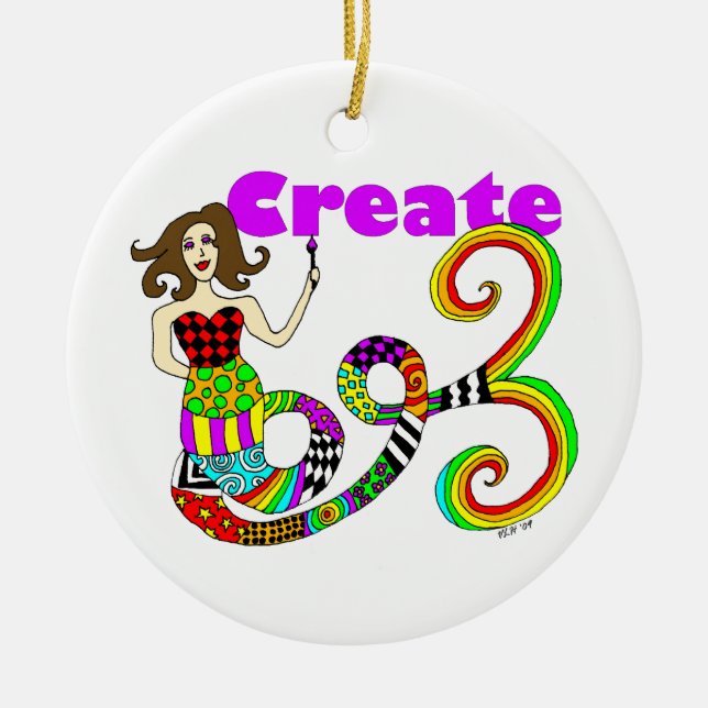 Ornamento De Cerâmica Criar a sereia (Frente)