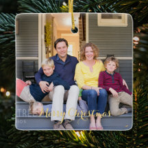 Criar Foto de Família Elegante Natal Rótulo Dourad