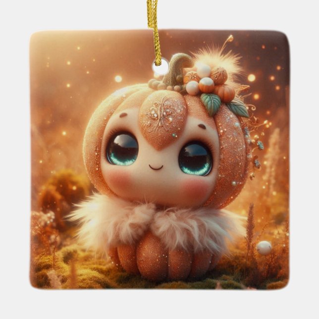 Ornamento De Cerâmica Criatura da Abóbora (Frente)