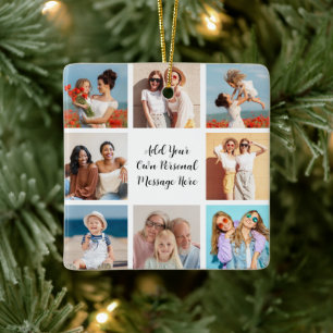 Ornamento De Cerâmica Crie a sua própria colagem de 8 fotos Adicione a s