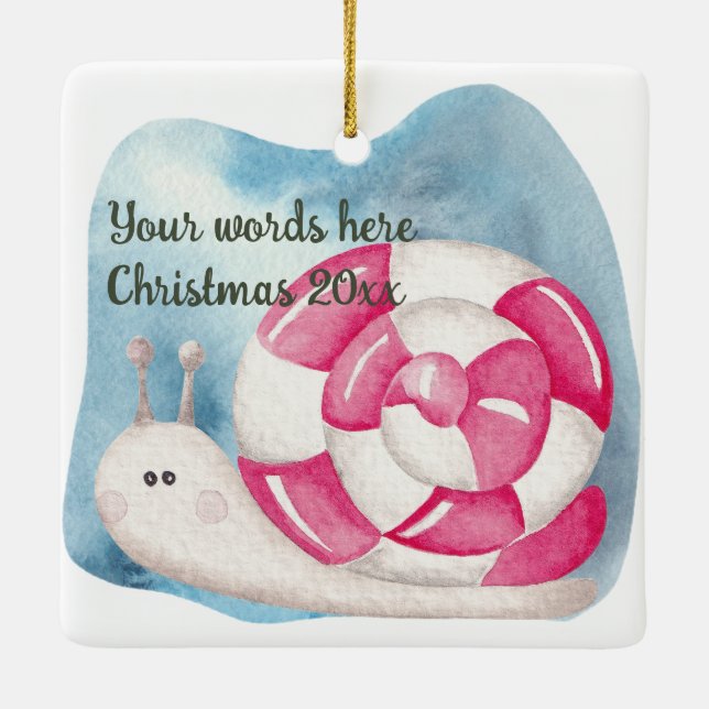 Ornamento De Cerâmica Crie o seu natal do Caracol Peppermineiro (Verso)