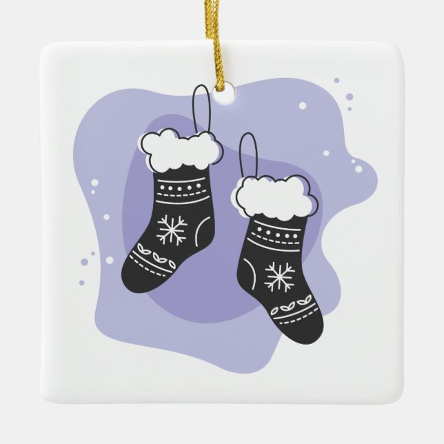 Ornamento De Cerâmica Crie o seu próprio Natal em Púrpura (Frente)