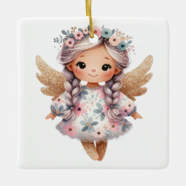 Ornamento De Cerâmica Crie Seu Anjo De Natal Floral Silvoso