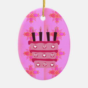 Ornamento De Cerâmica Crie seu próprio aniversário feliz e abençoado