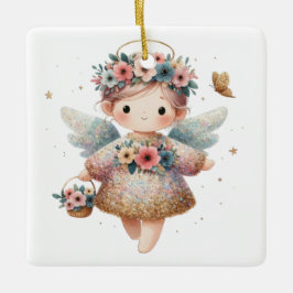 Ornamento De Cerâmica Crie seu próprio Anjo de Natal Floral