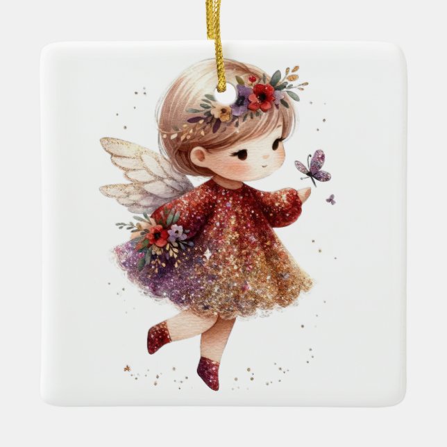 Ornamento De Cerâmica Crie seu próprio anjo de papagaios espumantes (Frente)