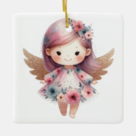 Ornamento De Cerâmica Crie Seu Próprio Anjo Floral De Natal