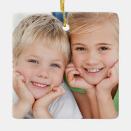 Ornamento De Cerâmica Crie seu próprio modelo de foto da família natalin