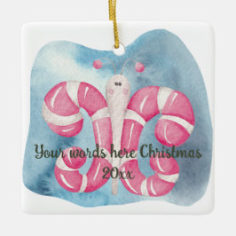 Ornamento De Cerâmica Crie seu próprio Natal com borboleta de menta-pime