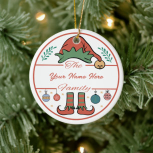 Ornamento De Cerâmica Crie seu próprio nome de Elf e Natal