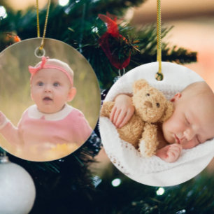 Ornamento De Cerâmica Crie Seu Próprio Personalizado Crianças Duas Fotos