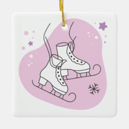 Ornamento De Cerâmica Crie Seus Próprios Patins de Gelo Estrelados Rosa 