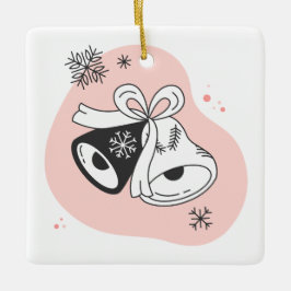 Ornamento De Cerâmica Crie seus próprios sinos de Natal retrô laranja