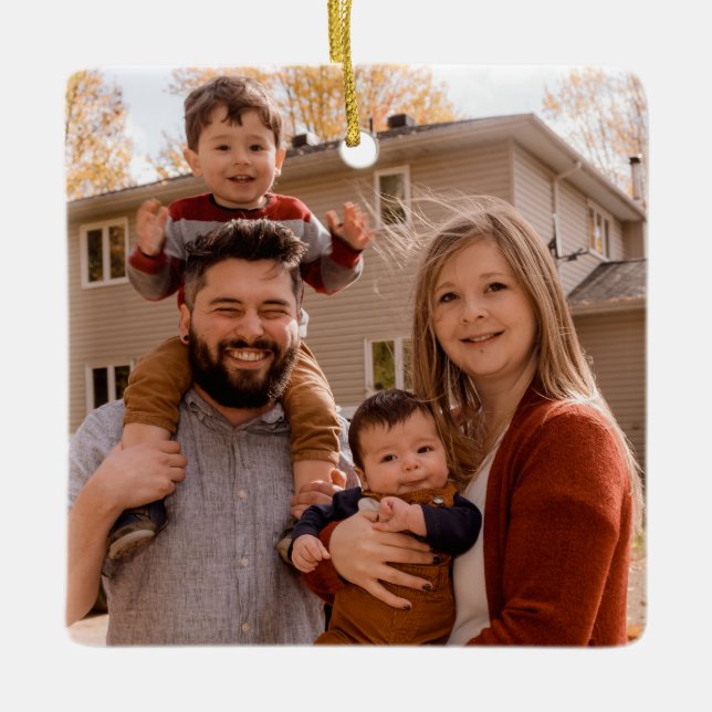 Ornamento De Cerâmica Crie Sua Própria Foto Da Família De Dois Lados (Frente)